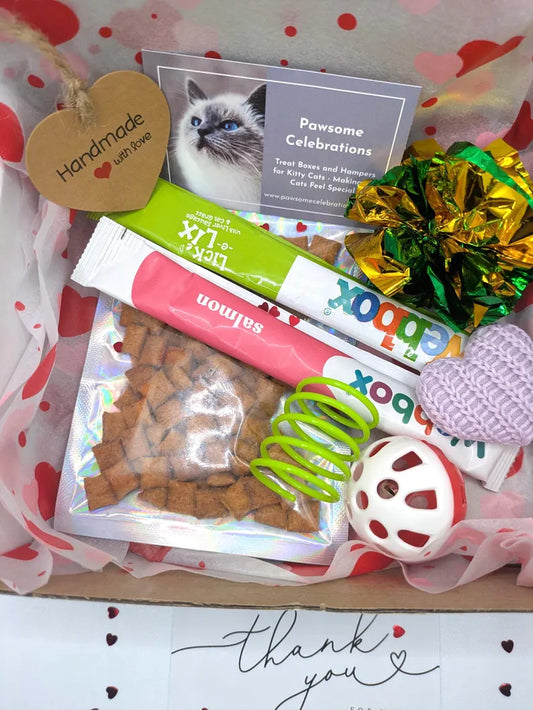 Personalised Valentine's Day Cat Gift Box | Romantic Cat Treats & Toys
