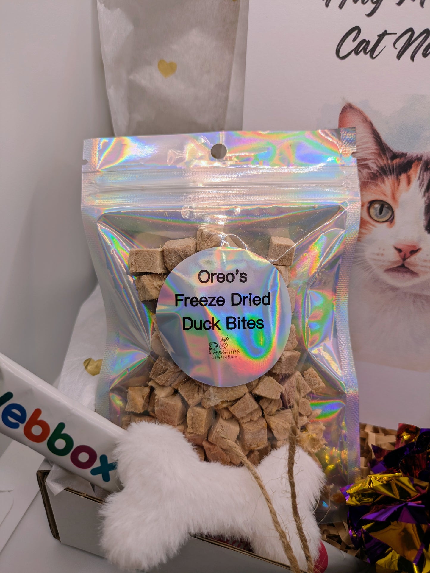 Grain-free duck treats and cat toys