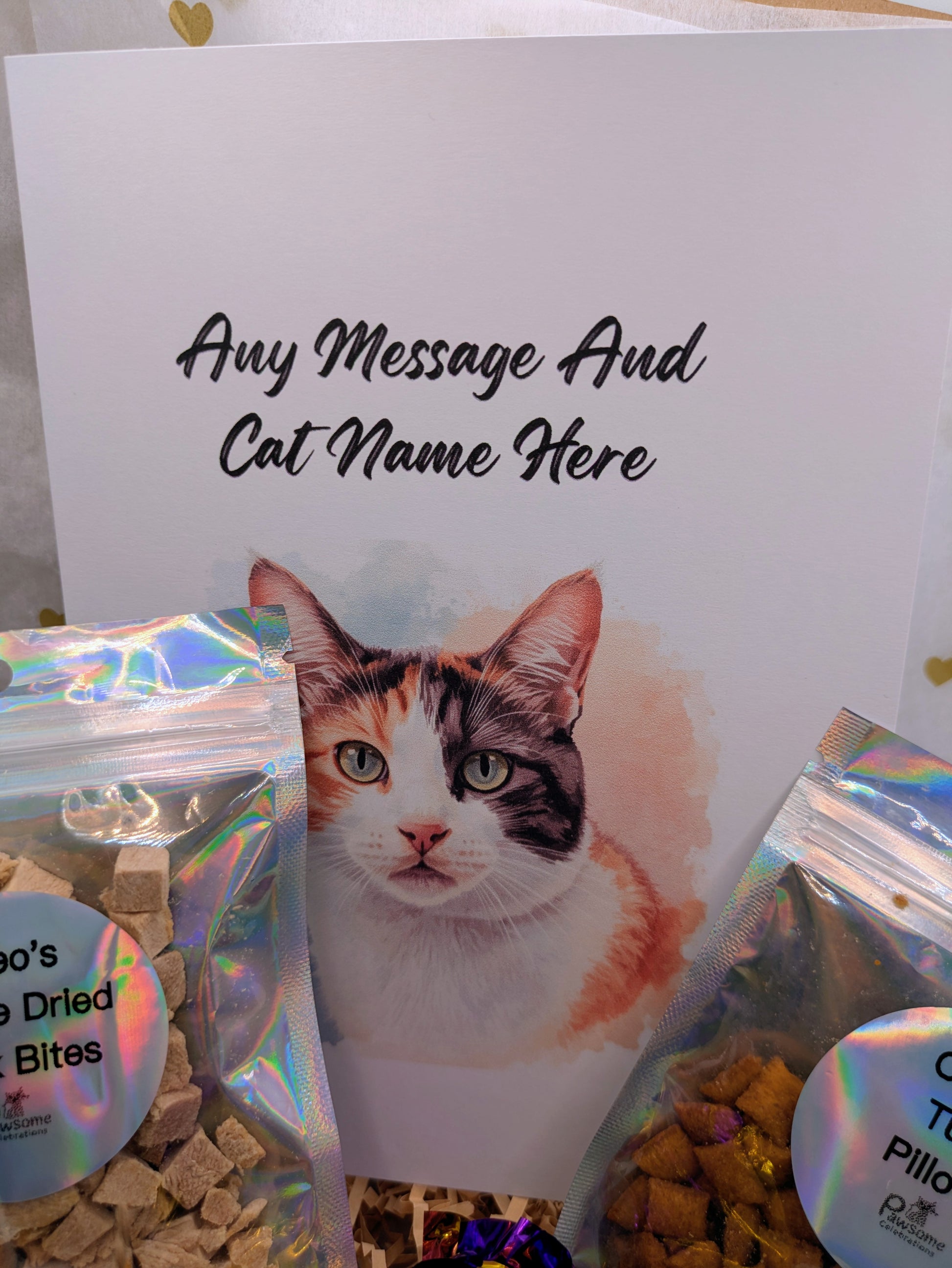 Handmade and customisable card for cats