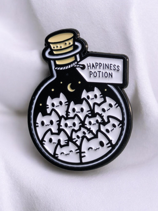 Enamel Cat Pin Badge, Kawaii, Positive Mental Health, Whimsical Accessory, Good Vibes